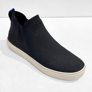 Rothys Womens The Chelsea Black Knit Pull On Sneakers Ankle Boots Sustainable